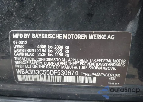 2013 BMW 328 Xi z USA, uszkodzony, nr VIN WBA3B3C55DF530674